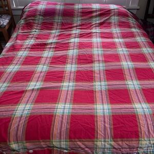Pottery Barn Full Queen Blake Plaid Red Green Christmas Comforter Duvet Cover